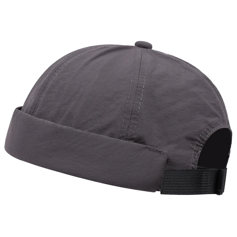 Fashion Quick Drying Dome Melon Cap  Men Women Fashion Vintage Brimless Hat Hip Hop Landlord Hat Unisex Solid Color Short Cap