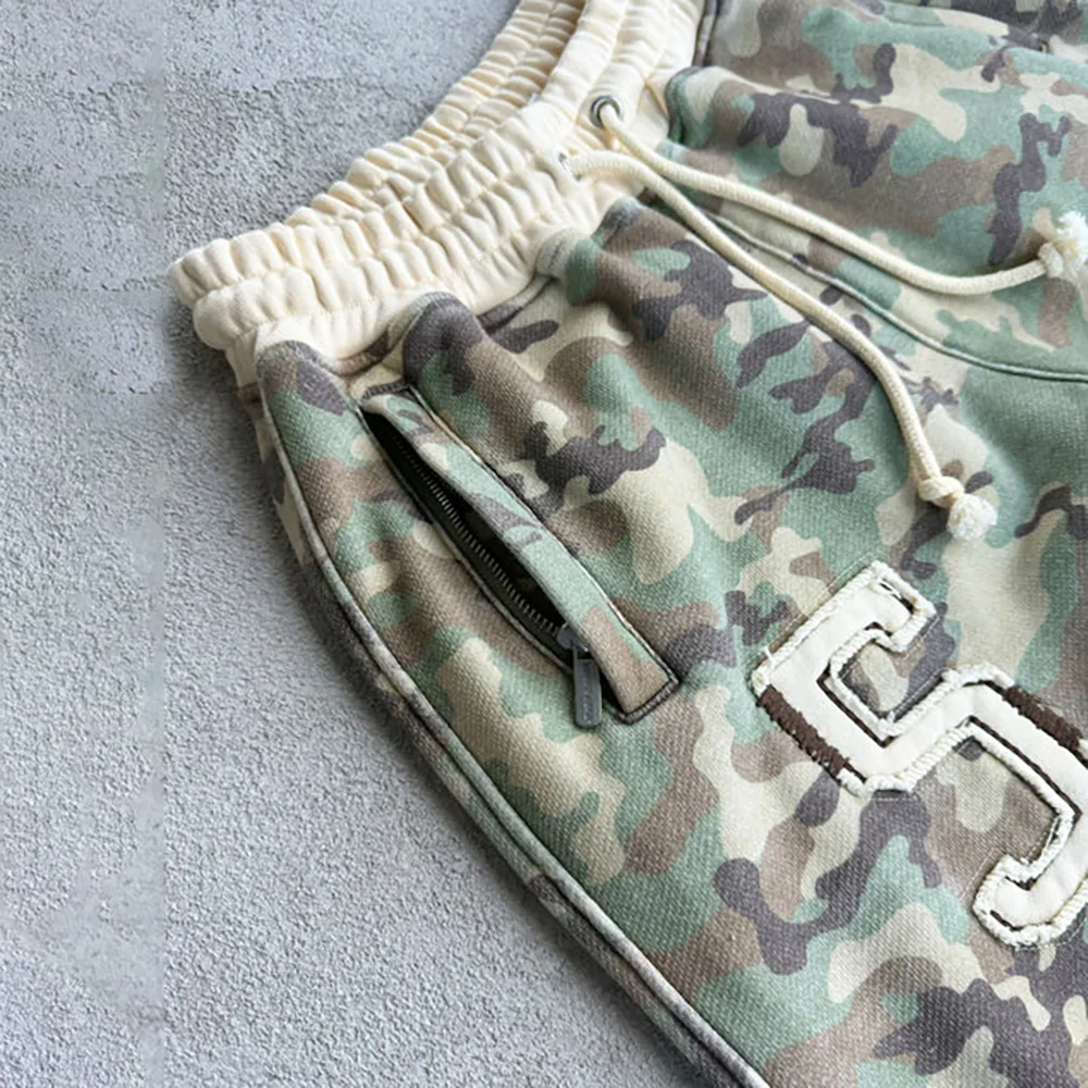 Camouflage Pattern Wide Leg Pants for Women, Casual Pants, Full Length, Spring, Summer, Autumn, 2024
