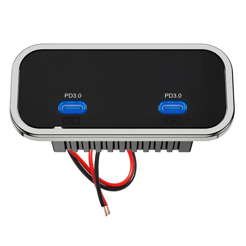 

ABMH-For 12V/24V для автодомов, лодок, грузовиков, автобусов, автомобилей: двойная панель с портами USB-C PD3.0 30W для быстрой зарядки, розетка питания