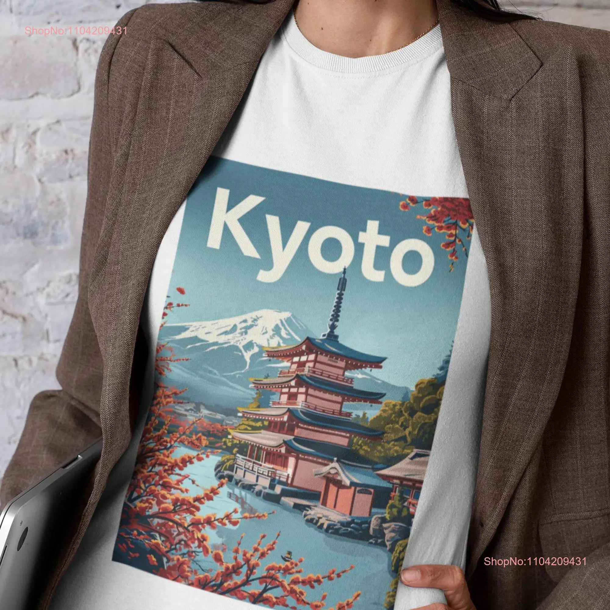 Kyoto T Shirt Vintage Travel Poster Print long or short sleeves