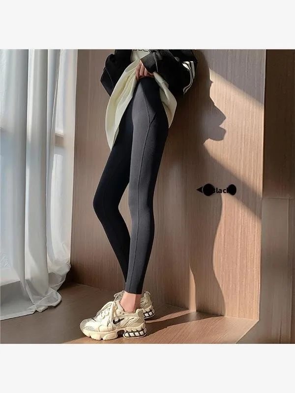 

Slim Fit ark Skin Pants Women's Tight Leggings Pilates Yoga Pants High Waist Spring Autumn plus Size Fce Lined