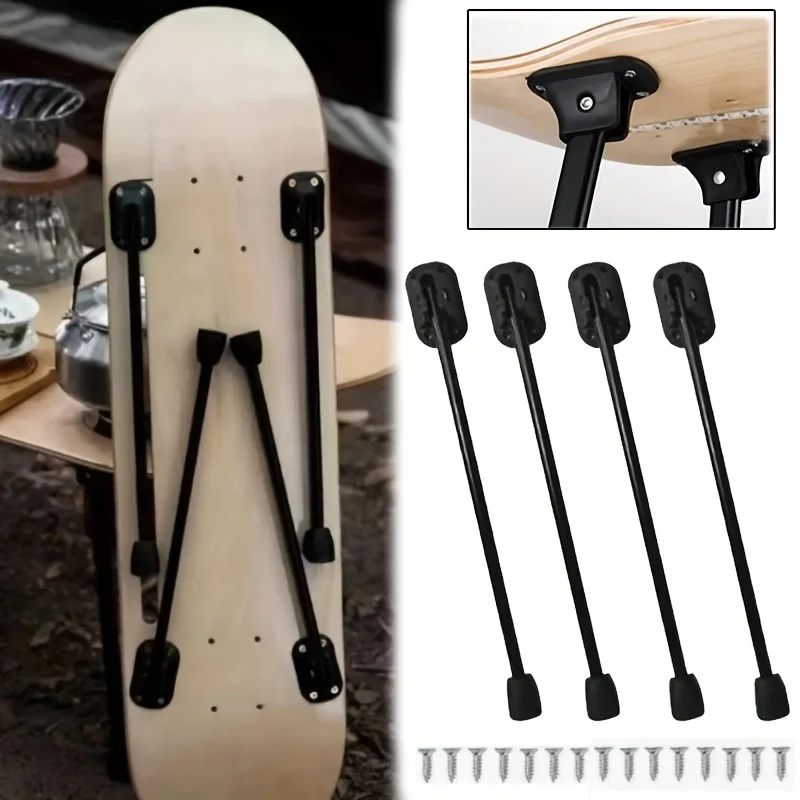 4Pcs Metal Folding Table Legs, Adjustable Foldable Fittings for Coffee Table, Laptop Desk & Kitchen Travel Use