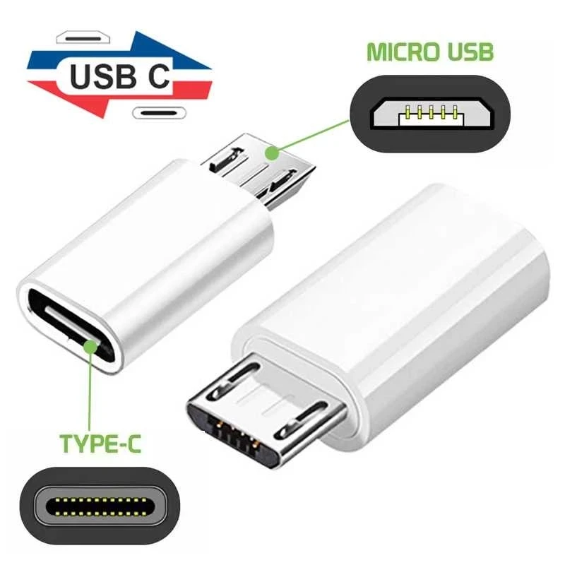 Mini Type C To Micro USB Android Charging Adapter Converter for Samsung Xiaomi Huawei Usbc To Microusb V8 Otg Sync Charger Jack