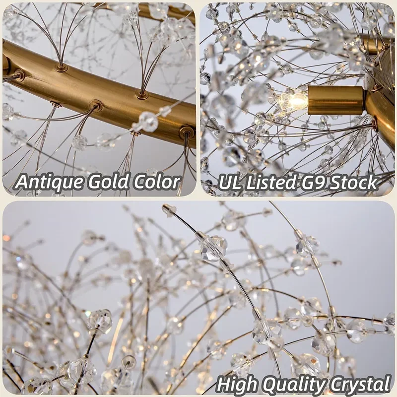 

Modern LED Chandelier Lighting Dandelion Chandeliers Dinning Living Room Bar Personality Creative Art Crystal Lamps Round