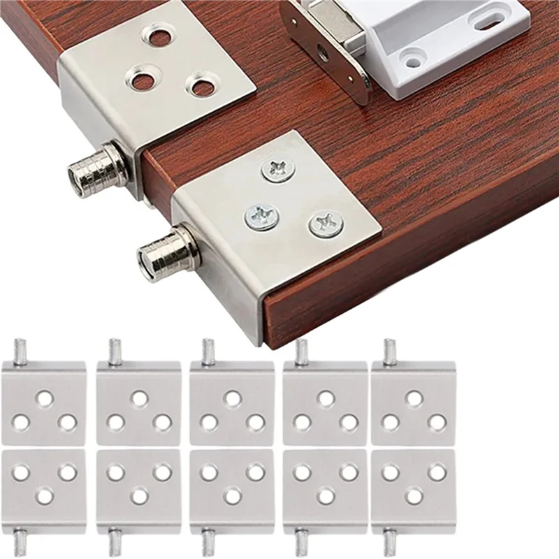 

VELIF-20Pcs Concealed Hinges Invisible Cabinet Up And Down Door Pivot CT Corner Codes For Wood Panel Cupboard Display Support