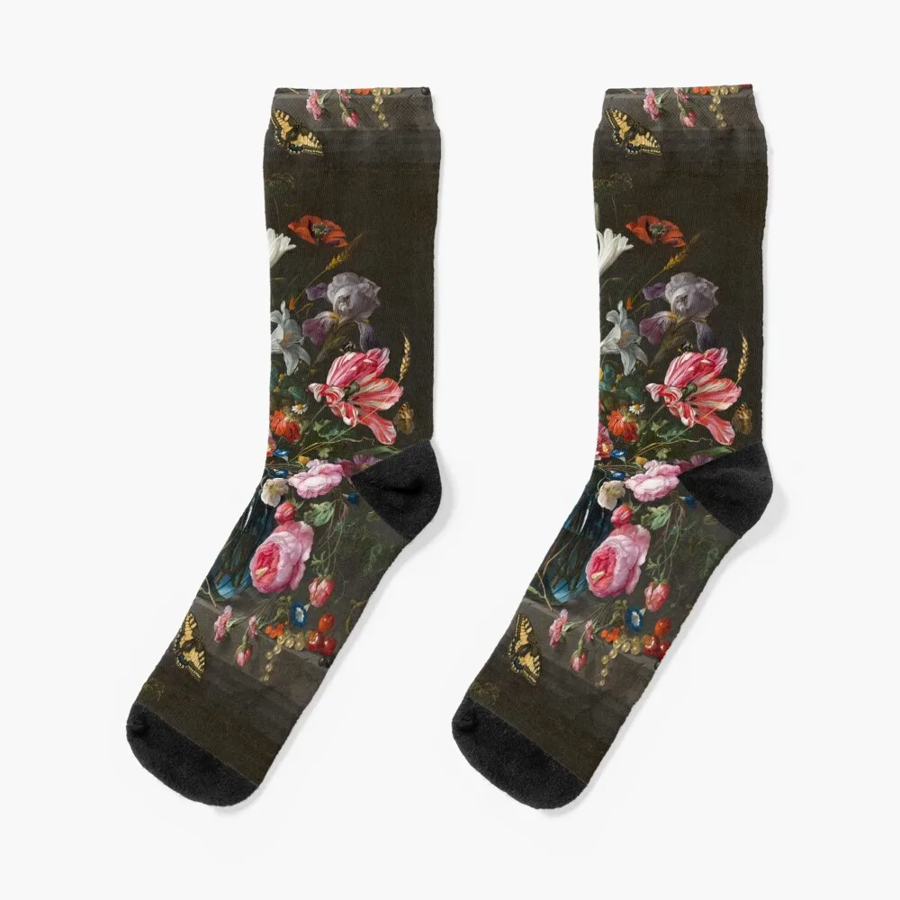 Vase of Flowers by Jan Davidsz. de Heem Socks moving stockings cotton Ladies Socks Men's