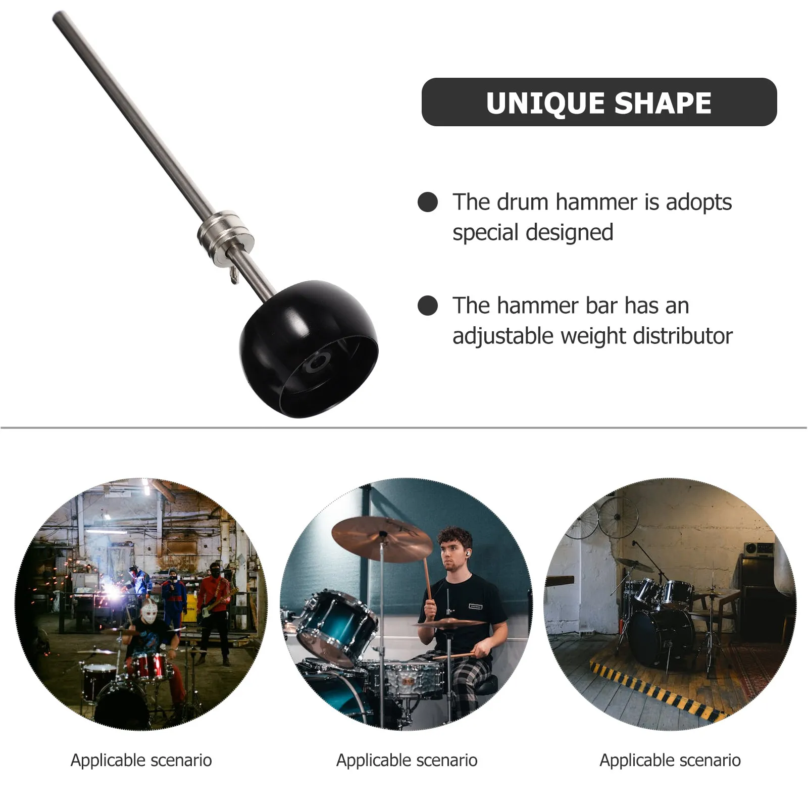 Drum Pedal Hammer Replacement Aluminium Alloy Body with Adjustable Weight Distributor for Enhanced Impact Force and Rebound