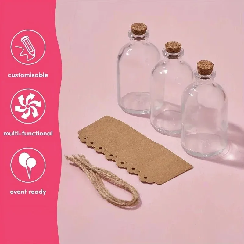

Новейшие модели 2026 года: Набор из 12 мини-стеклянных бутылочек с пробками, веревкой и карточками для пожеланий, декоративные подвесные баночки для свадебного декора, флаконы