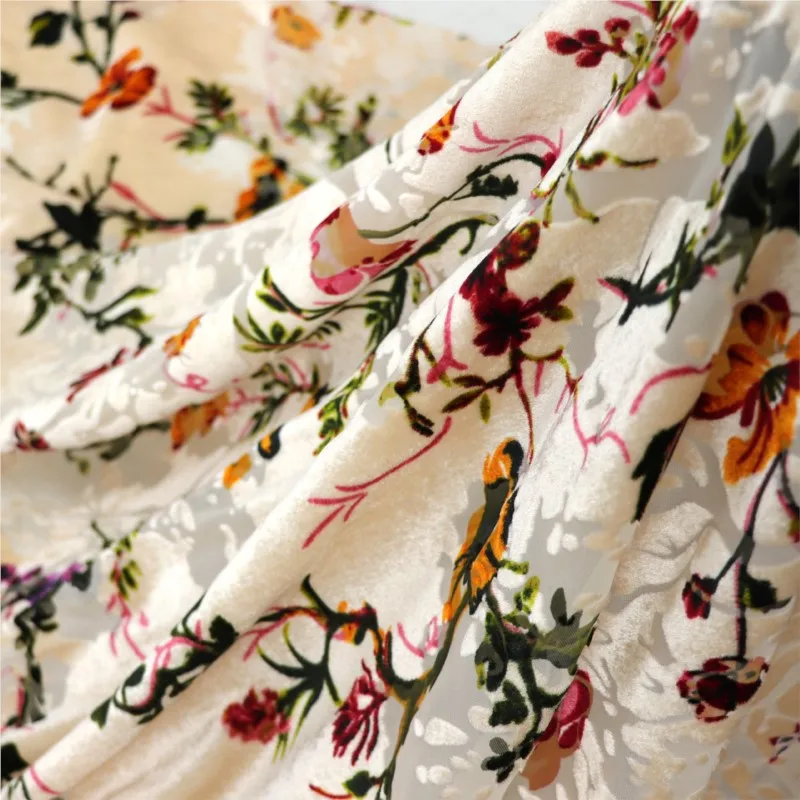 

Woven velvet brocade viscose printed mottled embroidered and burned fabric nightdress dress cheongsam