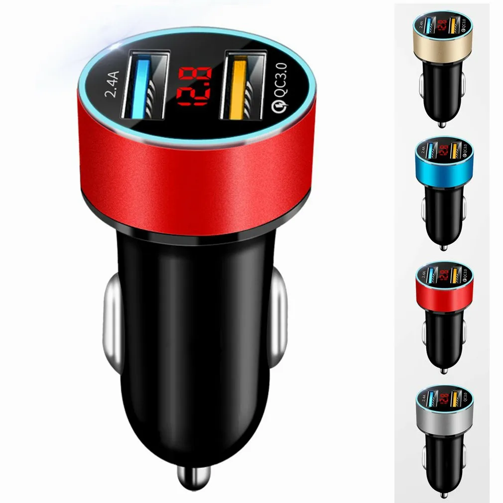 

Portable Display Car Charger Adapter Dual USB Digital LED Car Cigarette Lighter Auto Vehicle Charger For Phone Auto Accessories