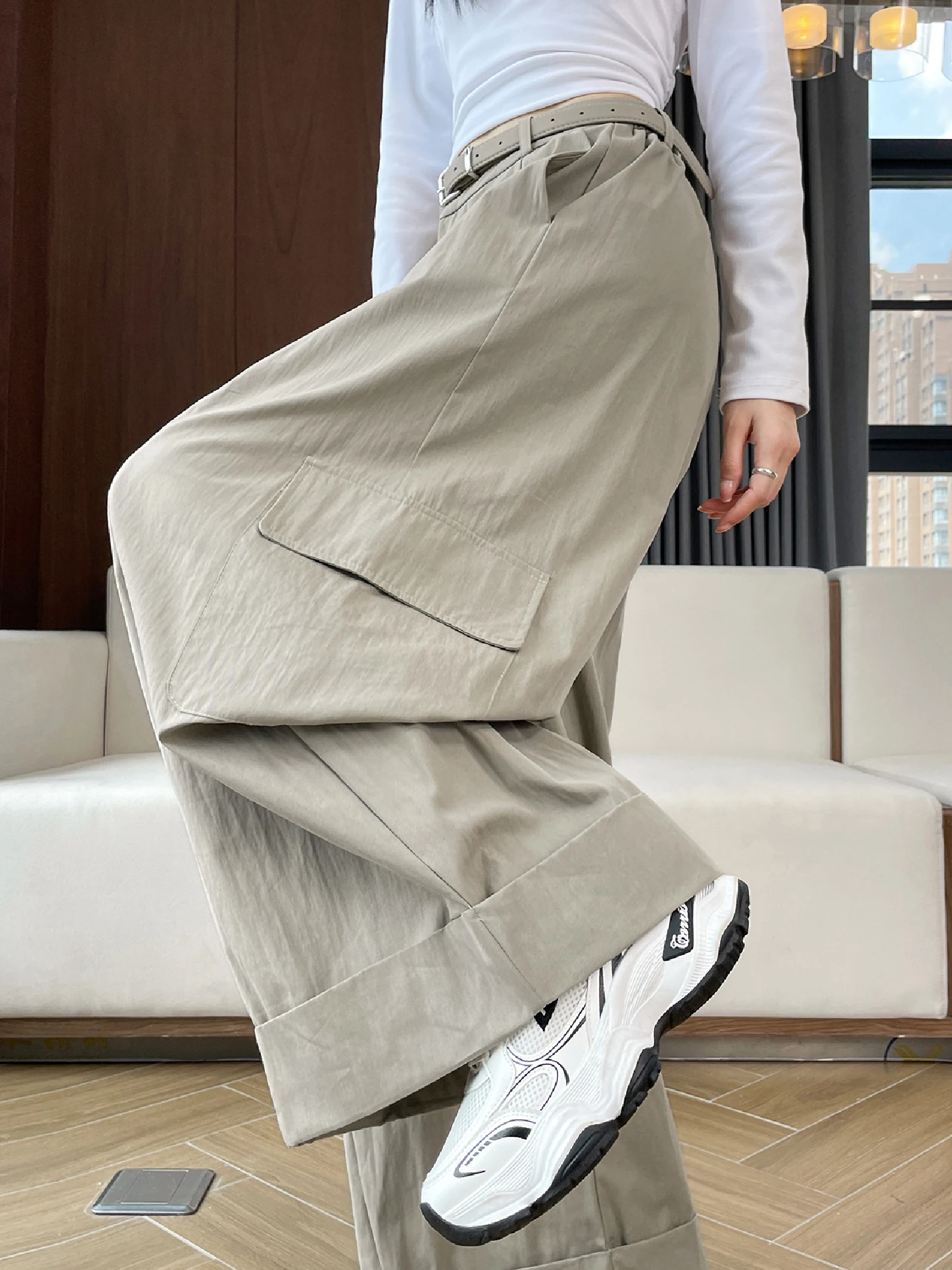 

High Waist Wide Leg Workwear Trousers for Women Spring Autumn Korean Sle Loose Casual Drapey Straight Floor-Length Pants