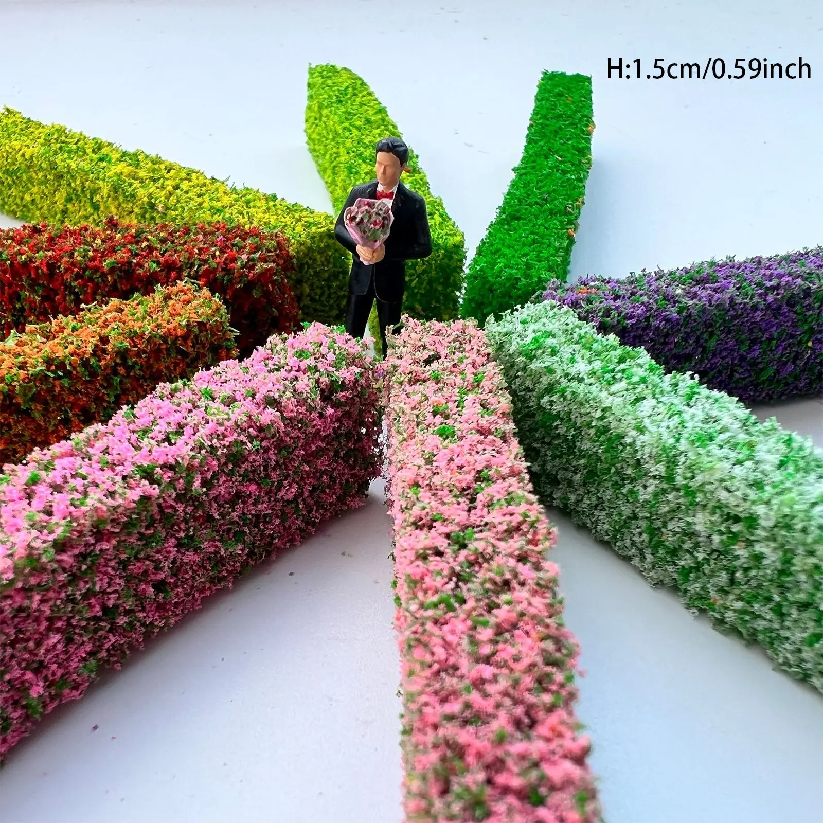 5 Stück künstliche Miniatur-Heckstreifen, Modell-Strauchstreifen für DIY-Modellbau/Gartendekoration/Sandtisch, Gebäude, Landschaft/Diorama