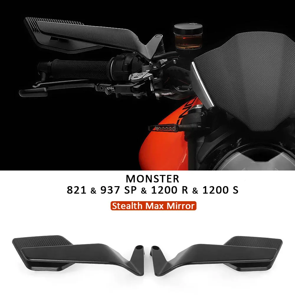 

Universal New Motorcycle Rear View Mirrors Adjustable Aluminum Mirror For Ducati Monster 821 937 SP Monster 1200 R / S