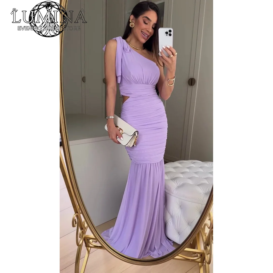 

Lumina Fishtail Skirt Elegant Dresses for Night Party Woman Custom Made One Shoulder Purple Chiffon Birthday Dress Luxury Prom