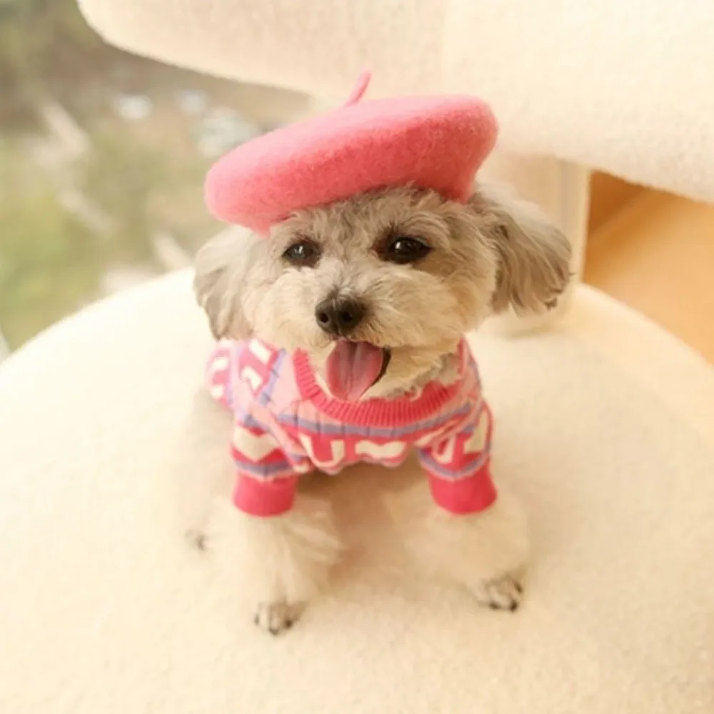 High Quality Soft Dog Fleece Hat Beret Knitted Windproof Dog Warmer Winter Hats Warm Pet Headwear Cat Dog Cap Pet Hat Puppy
