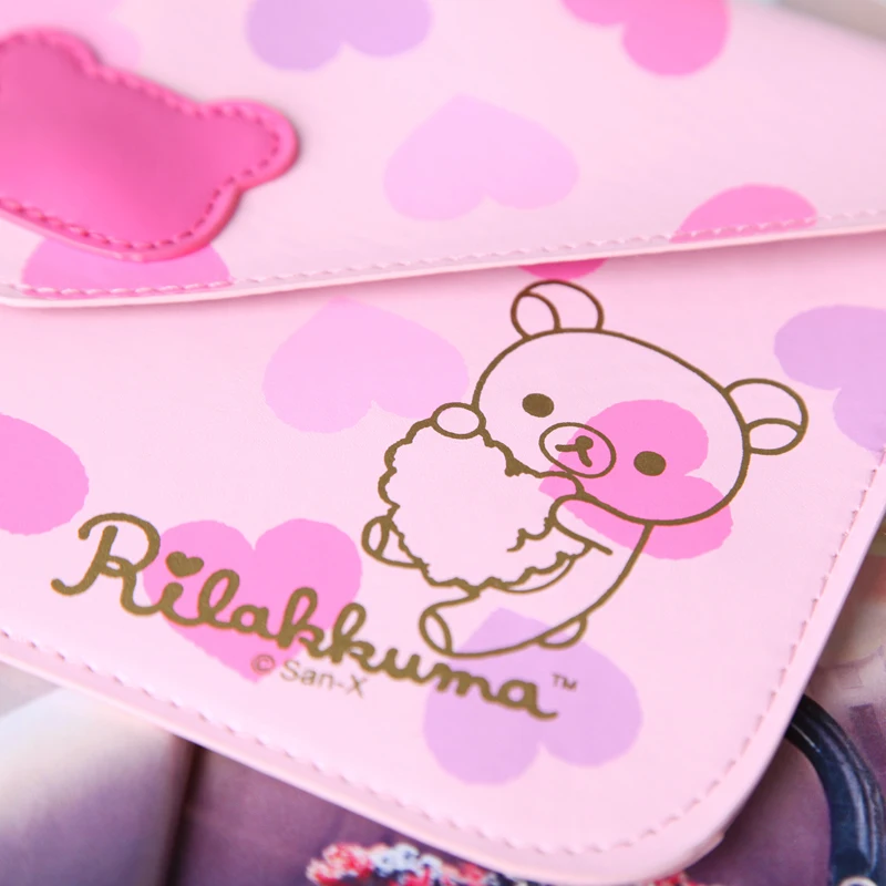 Cute Rilakkuma Envelope Bag Cartoon Anime Makeup Organizer Storage Bag Kawaii Pencil Case Pink Heart Cosmetic Bags Beauty Case