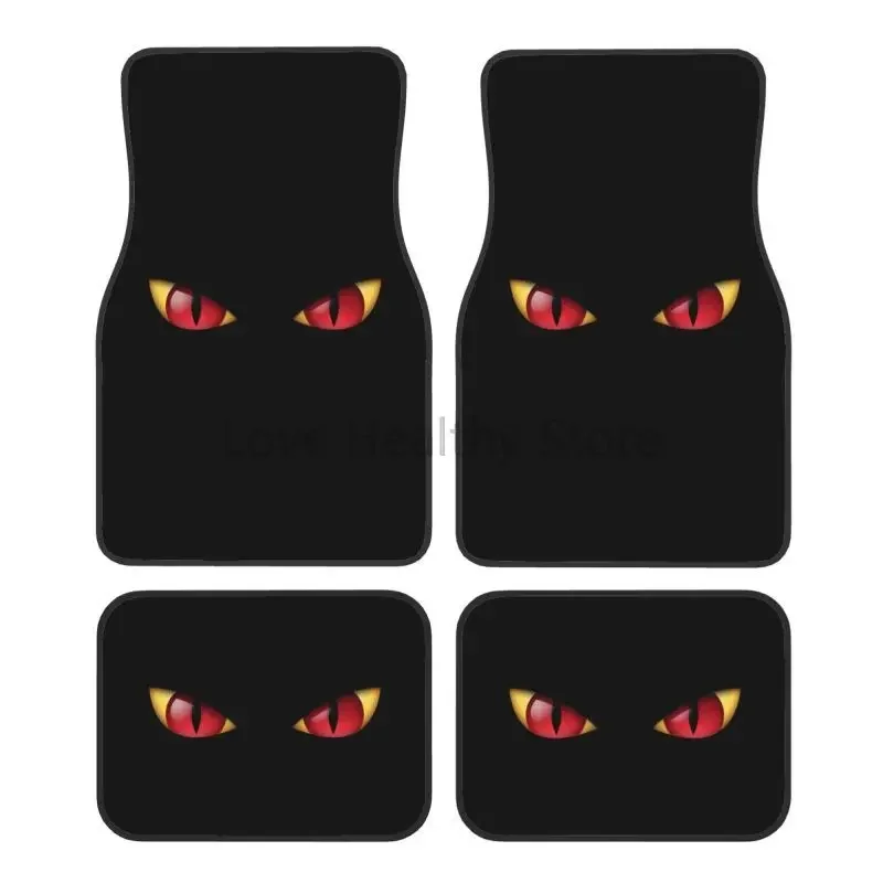 

Black Cat Eyes Car Foot Mats Automotive Animal Eye Car Floor Mats Carpet Full Set All Weather Protector Non-Slip Car Accessories
