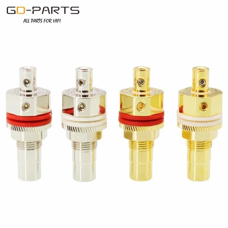 Female RCA Jack Gold Rhodium Plated Copper Phono Audio Signal Socket for CD AMP DAC Turntable Subwoofer 6mm Thickness Panel