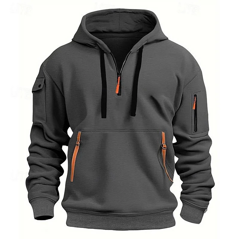 Cross border Autumn/Winter men's hoodie hoodie zipper multi-pocket pullover men's sports casual coat