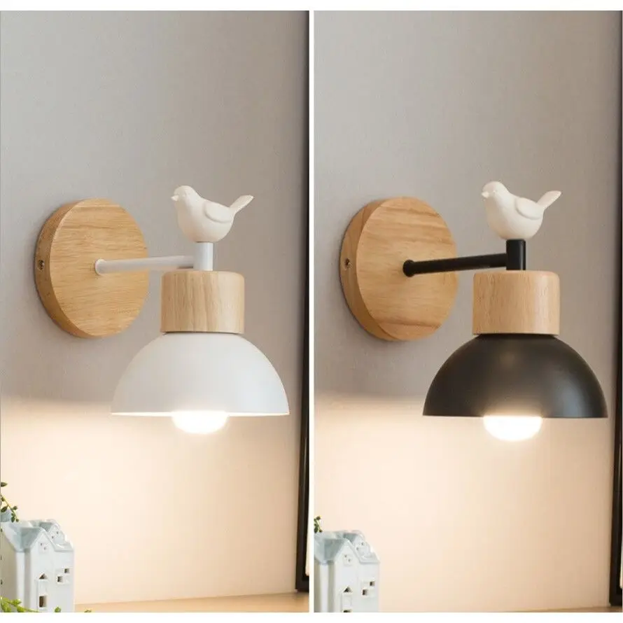 

Скандинавский настенный светильник, светодиодный современный минималистичный проход, спальня, гостиная, коридор из цельного дерева, детская прикроватная лампа для дома