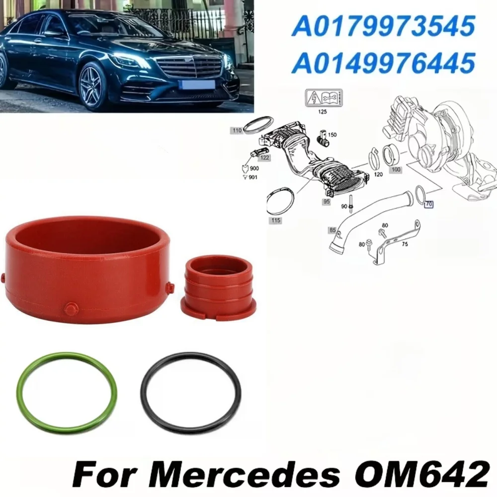 

4PCS For Mercedes OM642 Turbo & Breather Intake Seal Kit & Black Green O Rings A0179973545 Engines Sealing Ring Accessories
