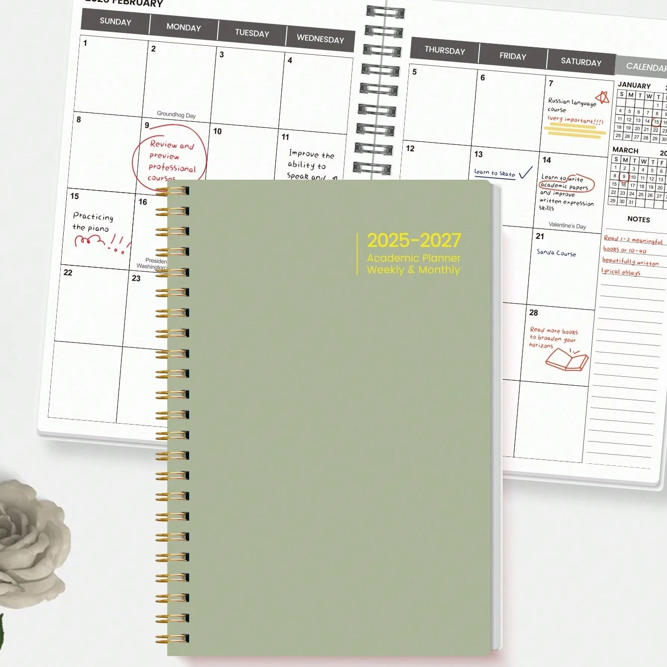 2025 Jul-2027 Jun Monthly Planner Notebook,Weekly Agenda,Academic Plan Notebook,Simplified To-Do Notebook Improves Productivity