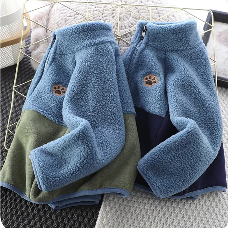 Kids Fleece Jacket 2026 Spring/Autumn Fashion Kids Warm Stand Collar Coat For Baby Boys Girls 1-12 Years Outerwear