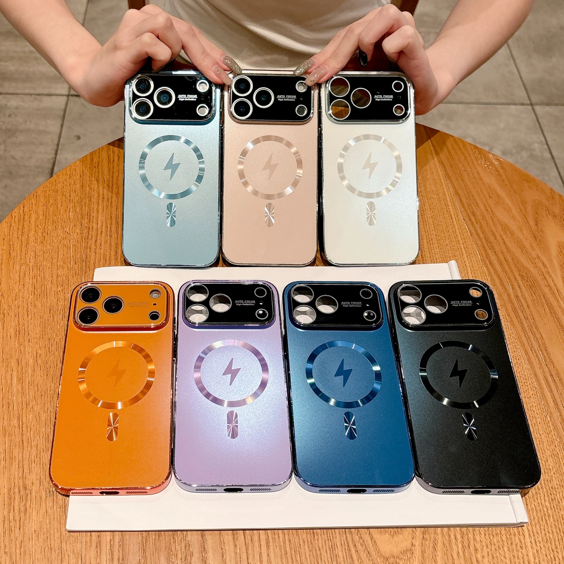 Luxury AG Matte Magnetic For Magsafe Case for iPhone 17 Air 16 15 14 13 Pro Max Laser Lightning Wireless Charging Hard PC Covers
