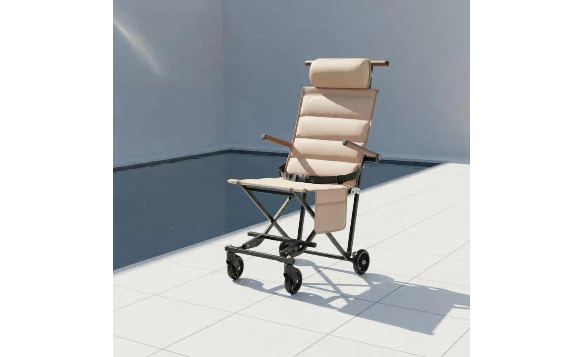 Camping Recliner with Wheels Portable Recliner Folding Lounge Chair Headrest Pillow Outdoor Furniture Adjustable Recline