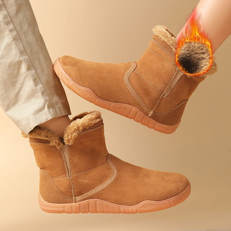 2026 Winter New Outdoor High Top Snow Boots, Couple Style Warm Fleece Lined Cotton Shoes, Outdoor Mountaineering Hiking Boots