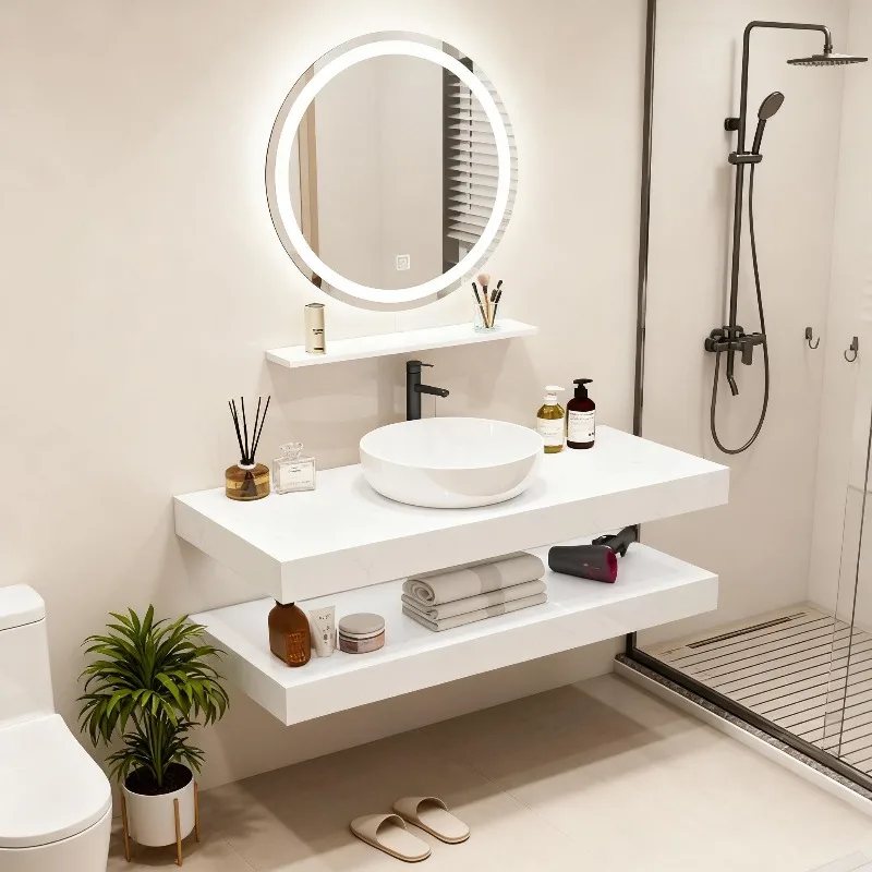 Modern Hotel-style Spa Bathroom Accessories Including Shelves And Marble Washbasins Providing OEM Services