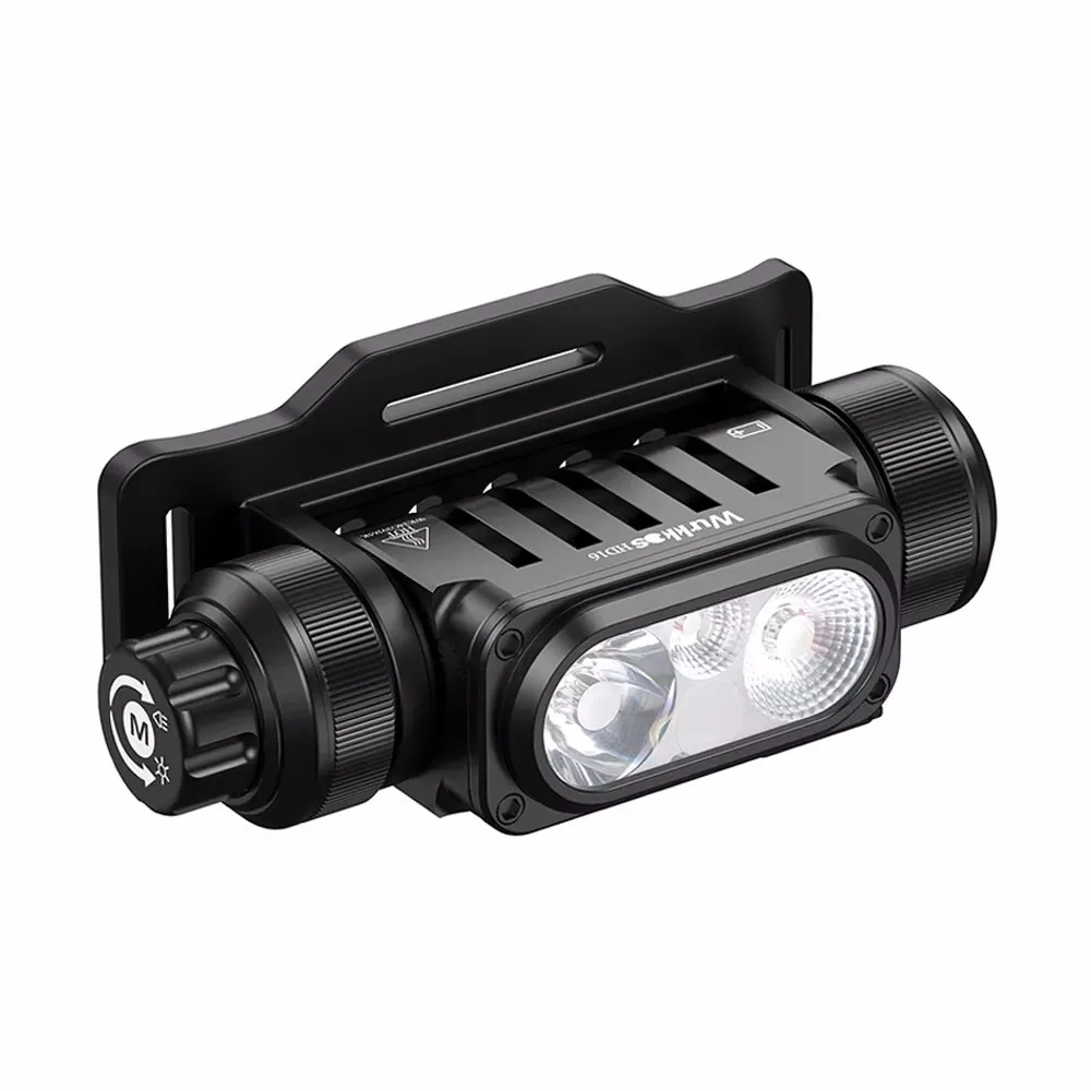 Wurkkos HD16 18650 ไฟหน้าแบบชาร์จไฟได้ 2500LM 297M ไฟฉายพร้อมสวิตช์หมุนและ Smart Light Sense ปรับสําหรับ CAMPING