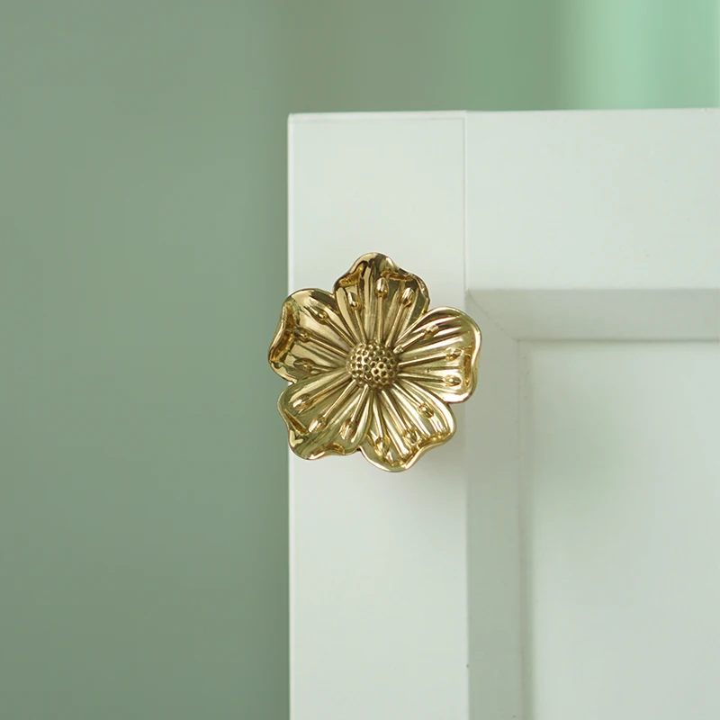 Cherry blossom Brass Knobs cupboard drawer pulls wardrobe Knob Cabinet Knobs retro Drawer Knob brass vanity bathroom knob brass
