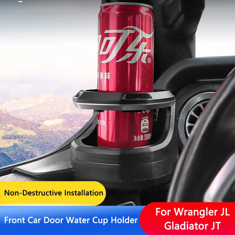 QHCP Car Front Door Window Cup Holder Drinks Bottle Drink Stand Fit For Jeep Wrangler JL Gladiator JT 2018+ Interior Accessories