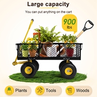 Household Garden Wagon Trolley Courtyard Camping Lawn 4 Wheel Barrow Outdoors Steel Folding Cart Beach Wagon Cart