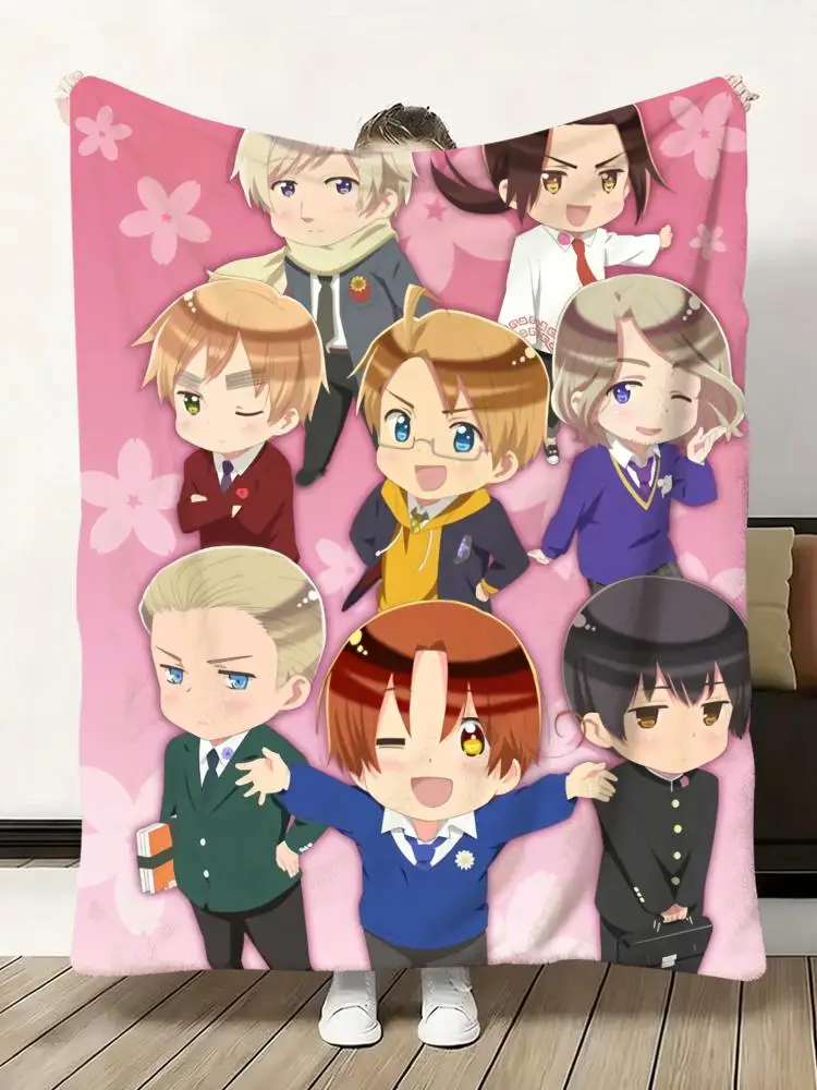 H-Hetalia W-World Stars Überwurfdecke aus weichem Flanell, leichte, atmungsaktive Sommerdecke für Zuhause, Reisen, gemütliche Dekoration