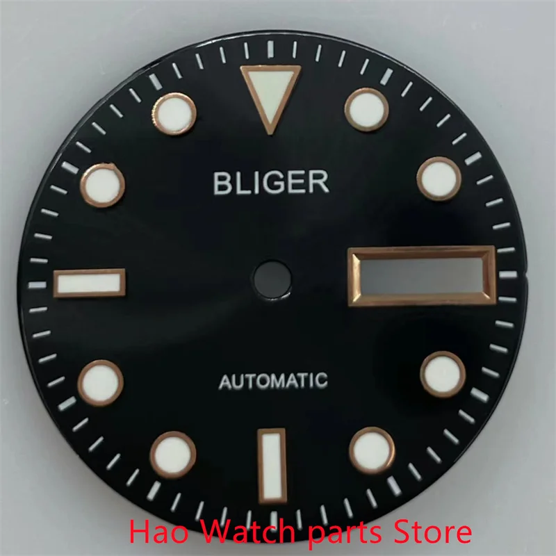 Bliger-Sterile Dial Fit NH36 Movimento, Amarelo Azul Branco Preto, verde luminoso, 29mm