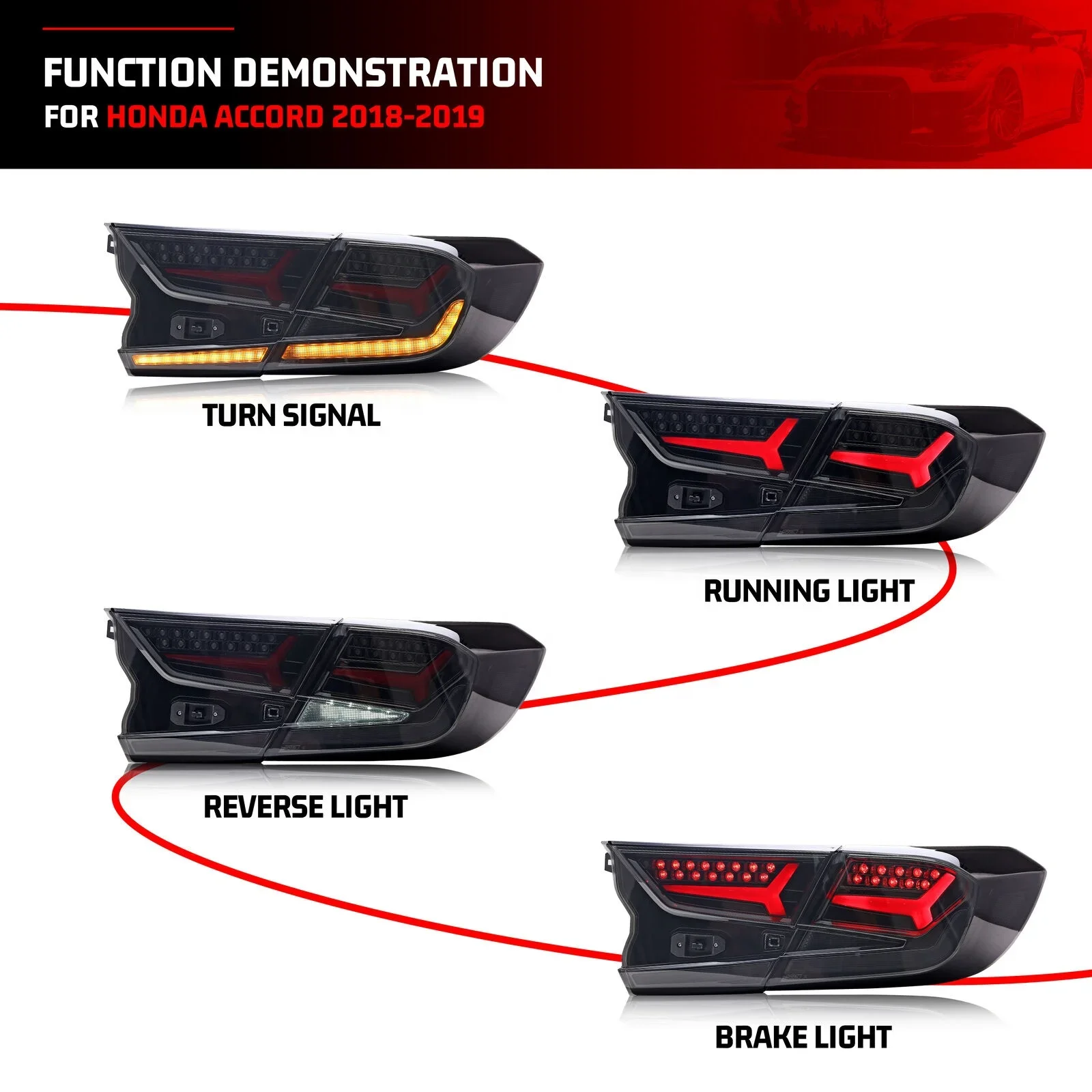 Auto Lamp Car LED Tail Lights for Honda Accord 2018 2023 10th Gen Dynamic Turn Signal Brake DRL Reverse Assembly