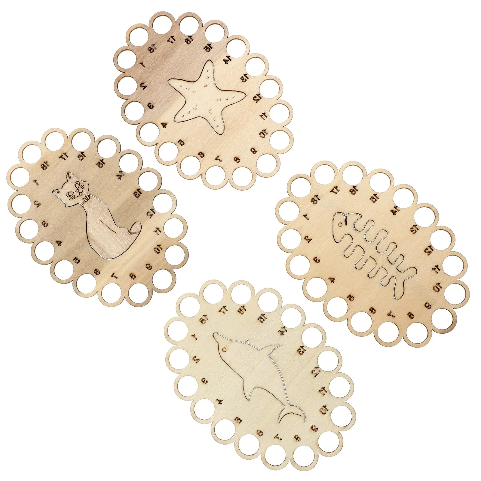 

Набор из 4 деревянных органайзеров для ниток для вышивания крестиком, доски для намотки ниток, аксессуары для шитья