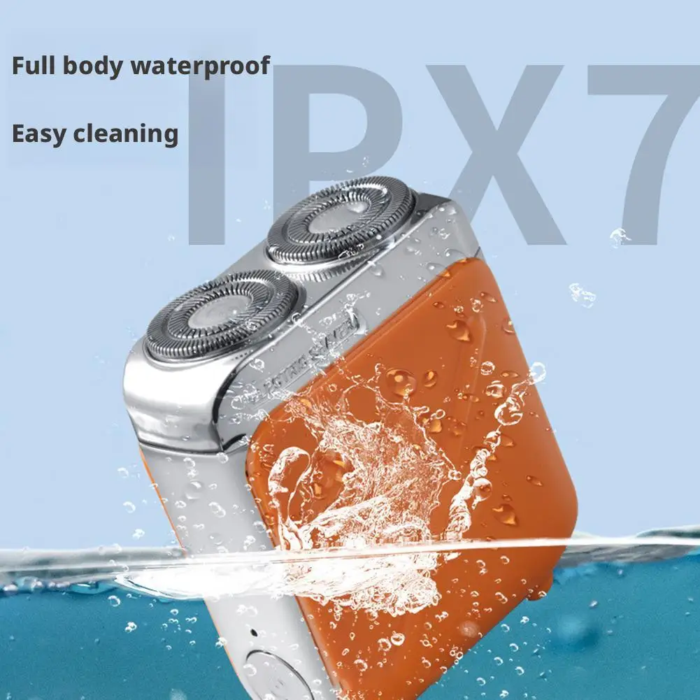 ماكينة حلاقة كهربائية محمولة دوارة برأس مزدوج للرجال ماكينة حلاقة صغيرة للسفر من النوع C شحن شفرات جيب مقاومة للماء #1