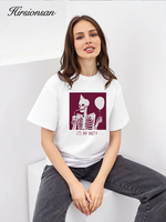 Hirsionsan Vintage Funny Graphic Printed T Shirt Women Summer Cotton Soft Short Sleeve Tee Female Oversized Higt Street Tops