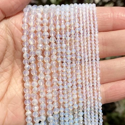 Natural Faceted White Opal Round Loose Spacer Beads For Jewelry Making Accessories Bracelet Necklace Handmade 2 3 4mm