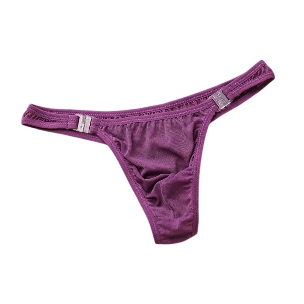 Transparent T-back Male Bikini Thong Briefs Low Waist Lingerie Men Underwear Breathable Patchwork Triangle Panties Sports