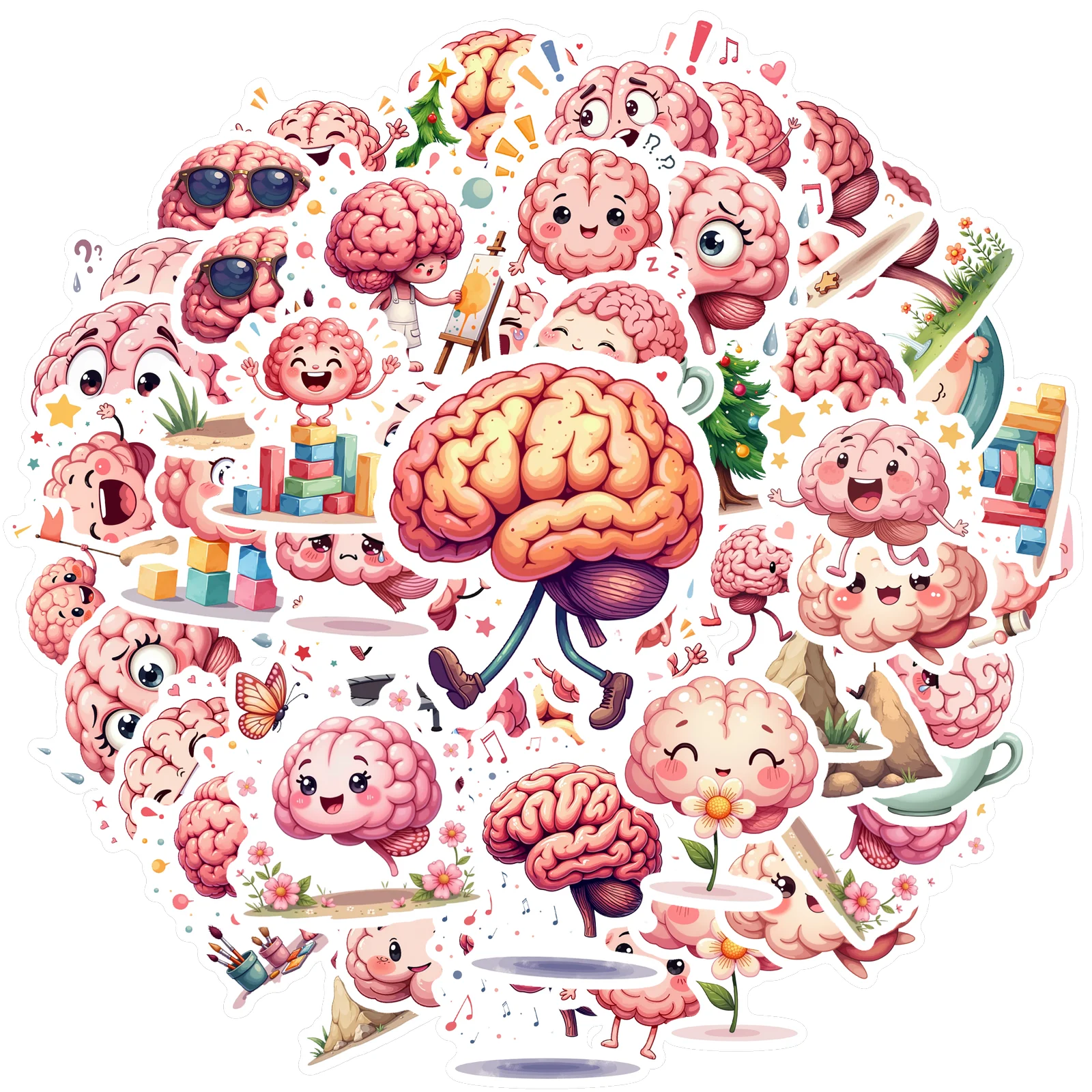 35pcs Decals colorful Emotional Stickers Vinyl Stickers Cartoon Stickers for notebooks 's projects laptops