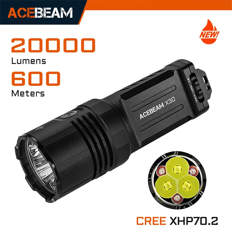 ACEBEAM タクティカル懐中電灯 X30 USB C 充電出力 CREE XHP70.2 LED