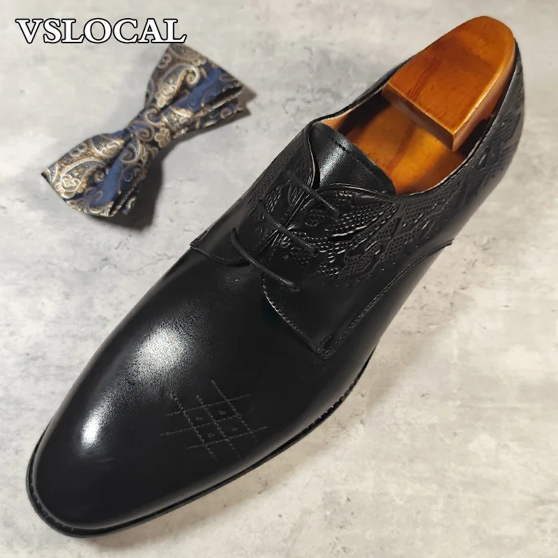 

Итальянская мужская обувь, черные повседневные мужские туфли дерби с нашивками и принтом, деловые туфли на шнуровке, свадебные офисные кожаные туфли для мужчин