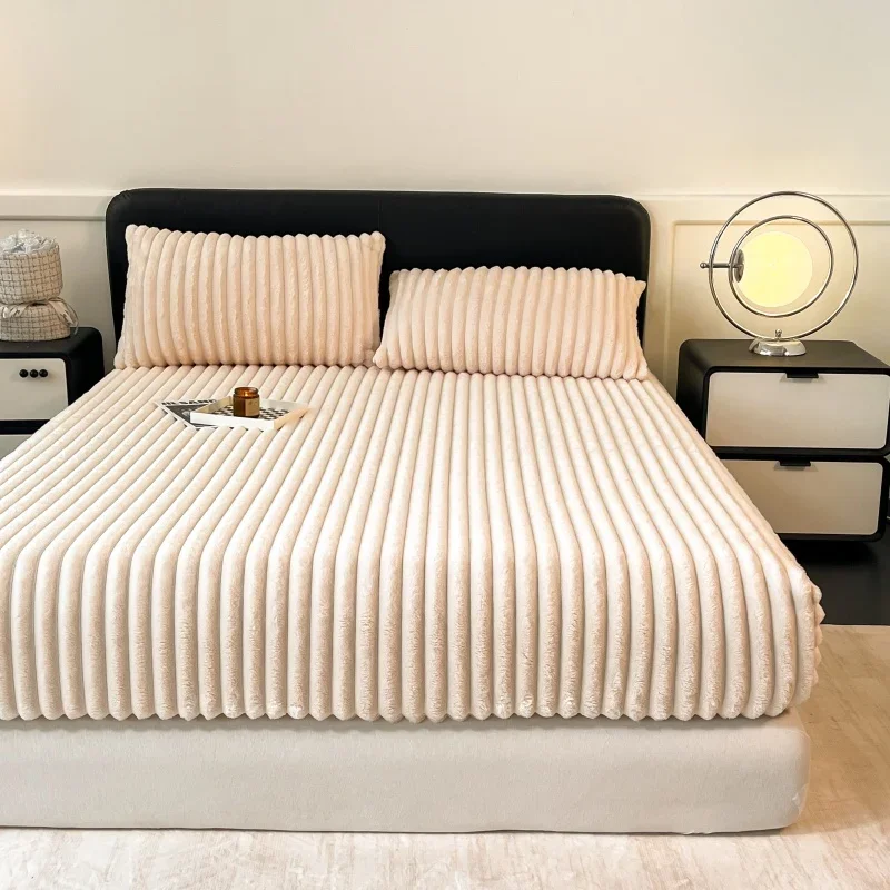 King Size Easy Care Velvet 1 Piece Solid Textured Bed Cover Single Piece Non Fading Velvet Sheet Only