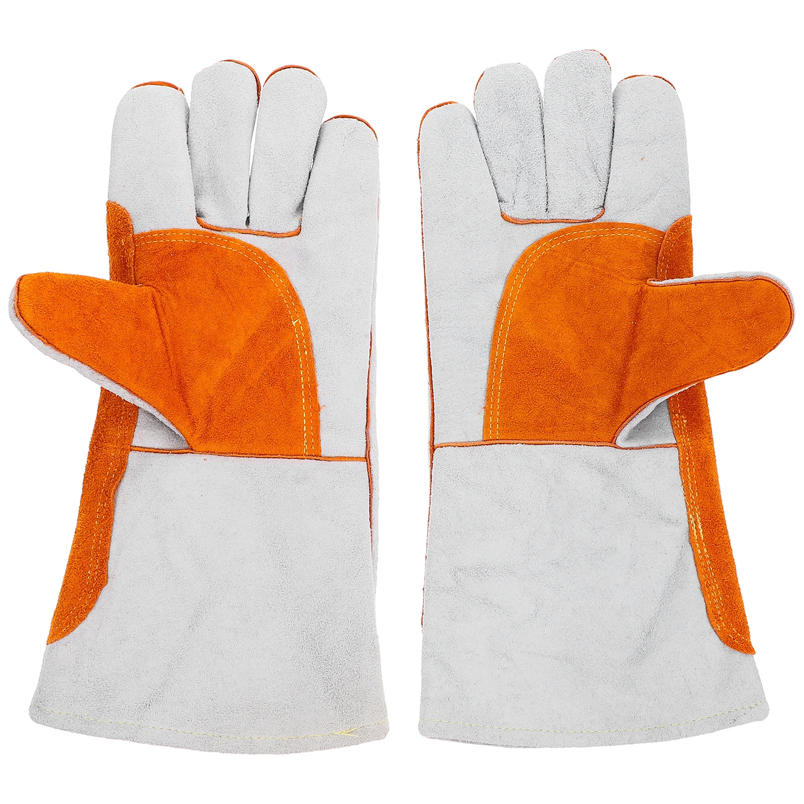 1 زوج قفازات لحام طويلة الثقيلة واقية والعتاد مقاومة للحرارة جلد البقر لالشرارة ترشيش درع الصناعية #1