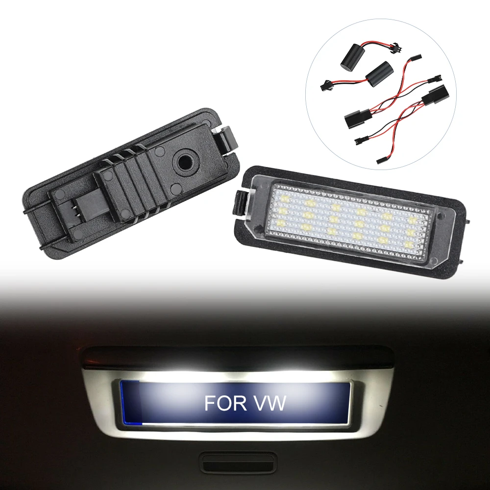 Super Bright Number License Lamp Canbus Error Free For VW Seat Leon 1P Passat CC 2011 Golf MK7 2015 LED License Plate Lights