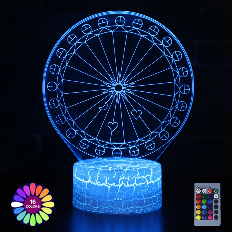 

3D Night Light Children's Playground Ferris Wheel For Bedroom Decoration Led Lights Happy Holiday Gift Desk Lamp Kids Room Decor